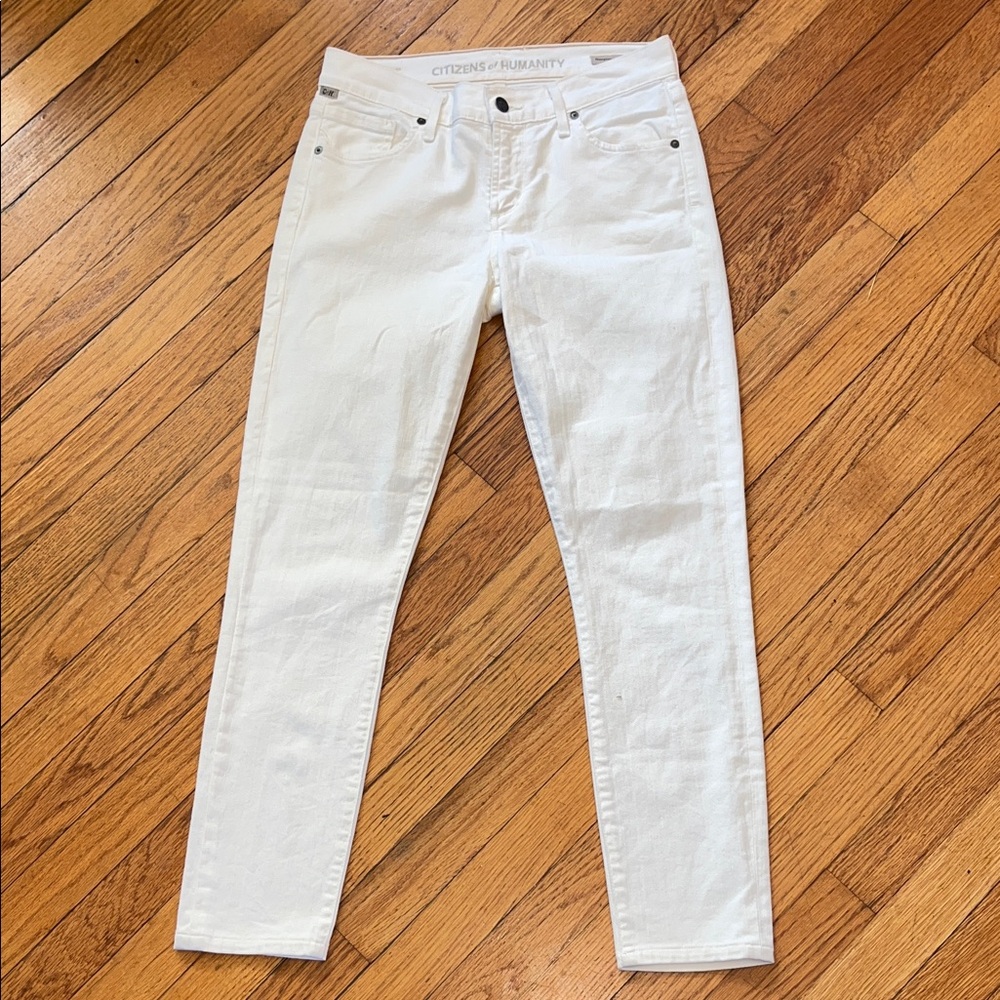 CITIZENS OF HUMANITY THOMPSON OFF WHITE CREAM MEDIUM RISE SKINNY JEANS size 26